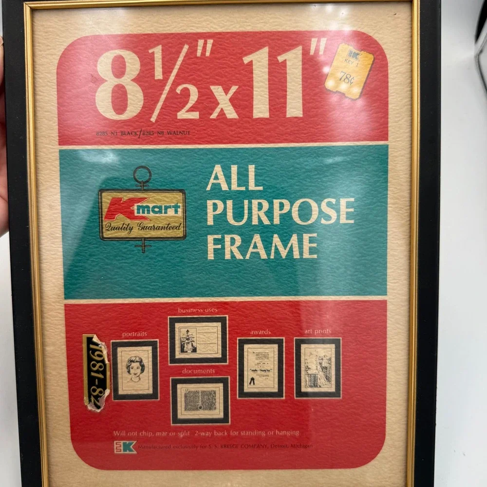 Vintage Kmart 1981-82 All Purpose Frame 8.5x11 Black Gold Trim S.S. Kresge Co